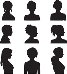 Business Lady Avatar Profile Silhouette Set