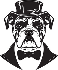 Bulldog with Top Hat Stencil Vector