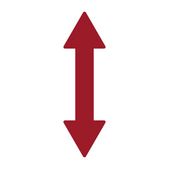 Double arrow icon. Thin line art image. 2 side red arrow for illustration of width, length, height. Contour isolated vector image on white background. Vector illustration. Eps file 27.