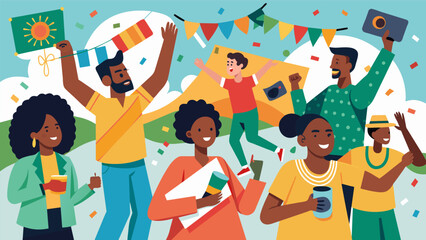 Photographs capturing the joy and celebration of Juneteenth festivities showcasing the power of community and unity.. Vector illustration