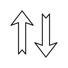 Up and down arrow icon. Two arrows with different direction can be used for input output process, forward sign, vertical swap. Vector illustration. Eps file 28.