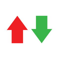Realistic up and down arrow icon. red Up and green Down Arrow Icons with Rounded Edges. Vector illustration. Eps file 30.