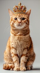 Fototapeta premium cat with a crown on his head. Generative AI