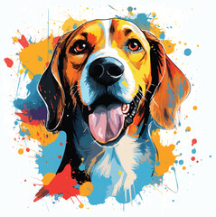 American Foxhound Dog Vector Illustration