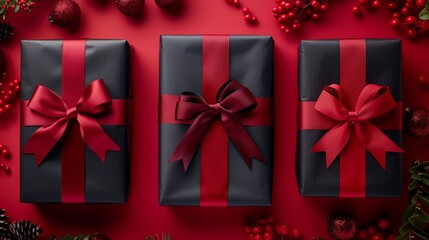 Group of Wrapped Presents on Table