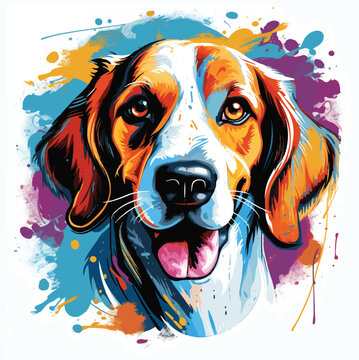 English Foxhound Dog Vector Illustration