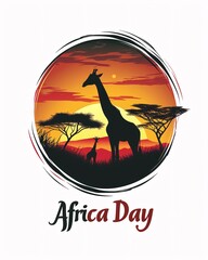 Africa day text banner - obrazy, fototapety, plakaty