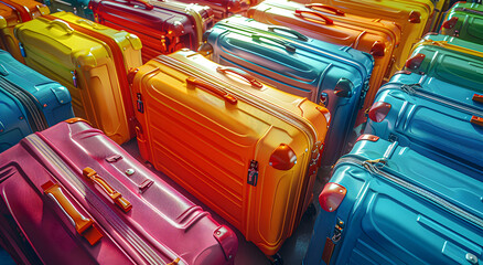 Fototapeta premium A colorful range of travel suitcases.