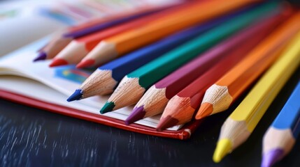Fototapeta premium A close-up of a bunch of colored pencils on a white table