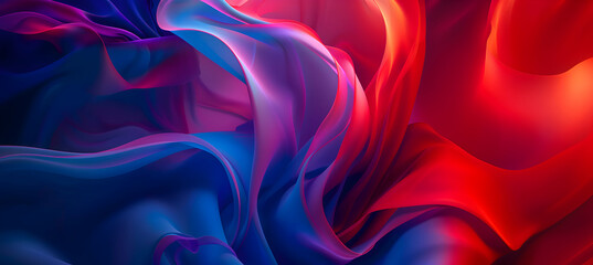 Obraz premium A vibrant abstract wallpaper featuring flowing soft lines and bold geometric shapes in cobalt blue and vivid red, resembling a high-definition photograph with realistic lighting and shadow effects