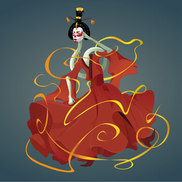 illustration of Japanese mythological creature rokurokubi
