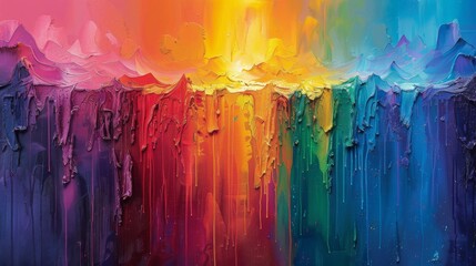 Rainbow of Paint Being Painted on Wall