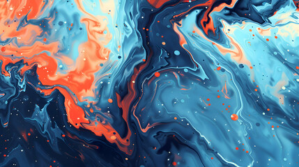 A vivid abstract wallpaper blending electric blue and orange in geometric patterns and fluid lines, mimicking the clarity of an HD camera capture