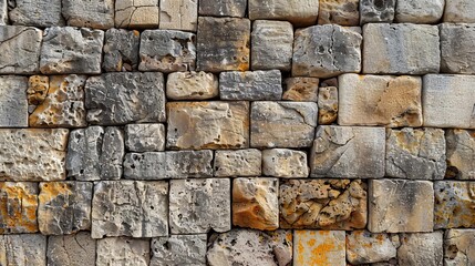 abstract monumental wall background made of large old stones textured photo