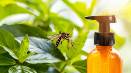 Insect repellent spray, a musthave to ward off pesky mosquitoes and ticks, ensures a more enjoyable nature experience, isolated on white background - obrazy, fototapety, plakaty