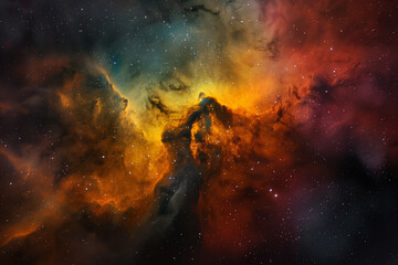 Nebula astrophotography, cosmos and science astronomy background with deep space objects