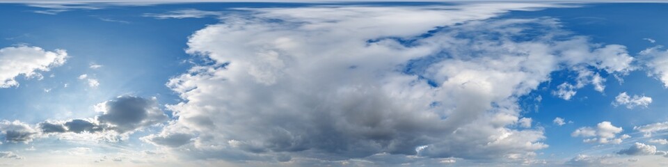 blue skydome with haze in 360 hdri panorama in equirectangular format with zenith and clouds and...
