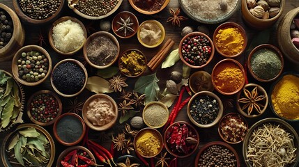 aromatic array global flavors unveiled assorted spices top view