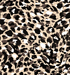 Seamless animal background. Leopard illustrations.