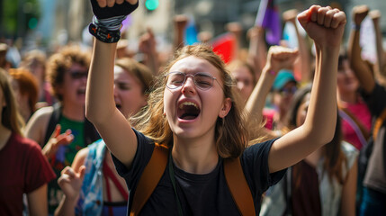 Amidst the urban hustle and bustle, young people with right-wing views gather to rally for their Christian values, their voices lifted in prayer and song as they march through the