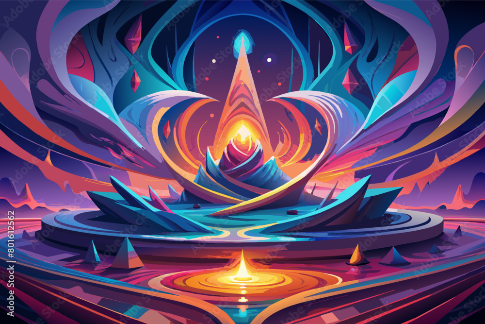 Poster A mesmerizing abstract light painting featuring pulsating waves of light that ripple and undulate across the frame