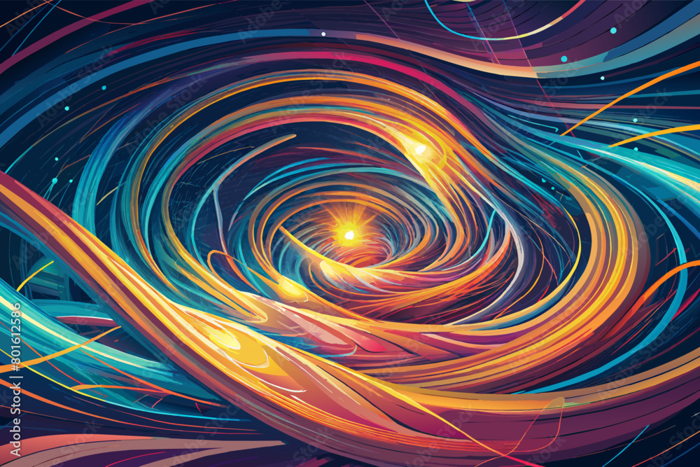 Poster A mesmerizing abstract light painting featuring pulsating waves of light that ripple and undulate across the frame