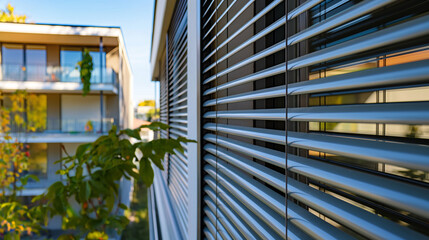 Close-up view: Amidst the buzz of construction, builders focus intently on modern, bright apartments, their hands carefully installing sleek, modern blinds and shades that offer bo