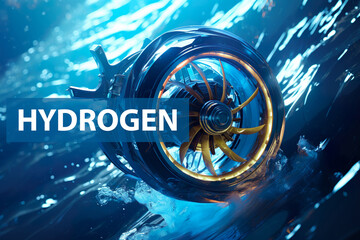 Hydrogen Energy Concept. Renewable energy production - Hydrogen Water Clean Electricity Turbine facility.