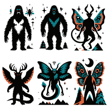 Mysterious Cryptids Vector Design Elements: Unleash the Legends with Intriguing Graphics