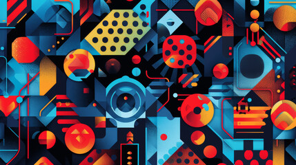 Obraz premium A colorful abstract painting with many different shapes and colors