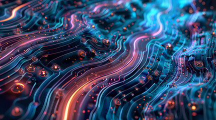 A colorful, abstract image of a wave of lights and dots - Powered by Adobe