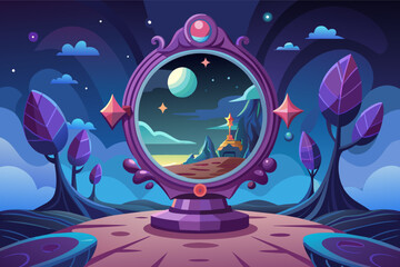 A magic mirror revealing glimpses of alternate realities and parallel universes