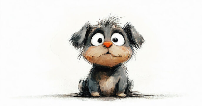 illustrazione di simpatico cucciolo di cane dallo sguardo perplesso