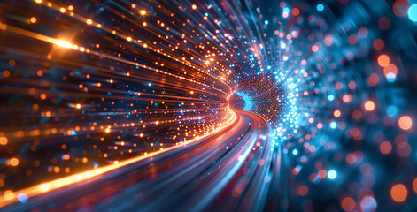 Fototapeta premium background with lots spots, A dynamic background of speed and motion with lights in the shape zooming through, symbolizing fast digital technology. 