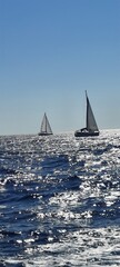Yacht sailing on opened sea. Sailing boat. Yachting photo. Sailing photo. Yachting at windy day....