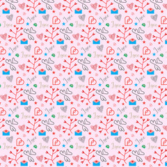 love pattern and letter with tex and star