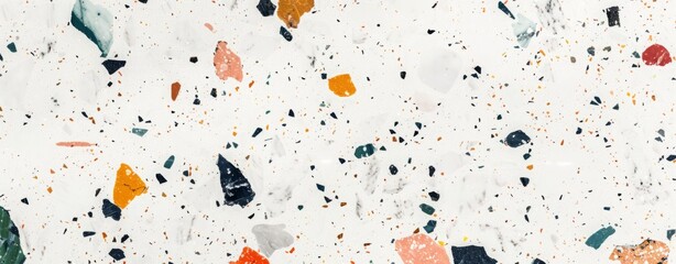 terrazzo marble texture, minimalist , spaced out , smaller finer details. No large chunks colorful --ar 85:33 Job ID: 3285cea1-c920-47d0-885a-c724393790ff