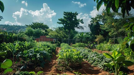 A captivating image of a community garden, its lush vegetation and vibrant colors representing the growth and renewal that Mandela's vision continues to inspire on this day.