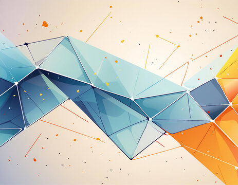 abstract geometric background with colorful blue orange triangles backdrop wallpaper with copy space