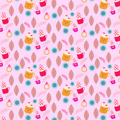 Hand drawn hearts and different valentine elements seamless pattern