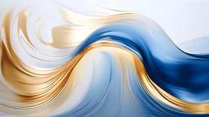 3D abstract background with smooth lines in blue and gold colors, Abstract background. Colorful twisted shapes in motion, template, wallpaper, banner, background