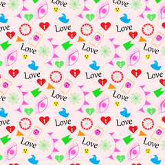 love elements and flag with love tex and phone eyes