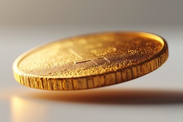 Golden coin hovering