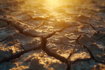 Scorched cracked soil due to severe drought