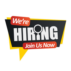 We are hiring, job offer icon. Company staff wanted, vacancy advertisement banner or sign