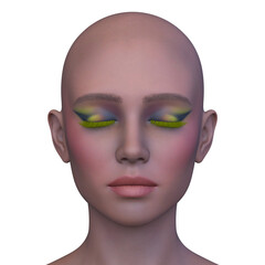 女性の顔アップ　3DCGレンダリング