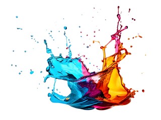 Abstract pattern with ink splashes. Splash of colorful paints.