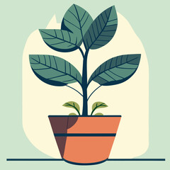 plant in a clay pot, vector illustration flat 2