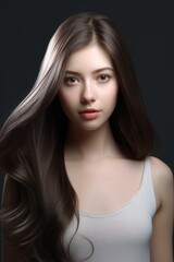 woman's silky and healthy hair portrait Generative AI