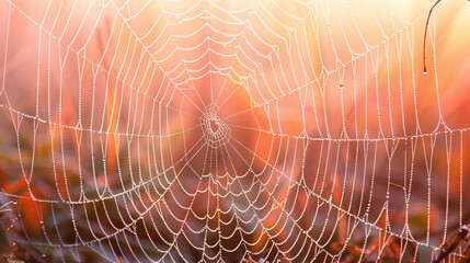 spider web with dew drops - obrazy, fototapety, plakaty